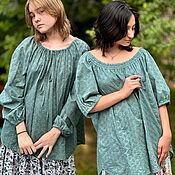 Одежда handmade. Livemaster - original item Summer blouse made of cotton sewing in boho style loose, with pockets sleeve. Handmade.