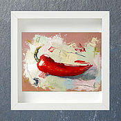 Картины и панно handmade. Livemaster - original item Painting with vegetables, red pepper, oil. Handmade.