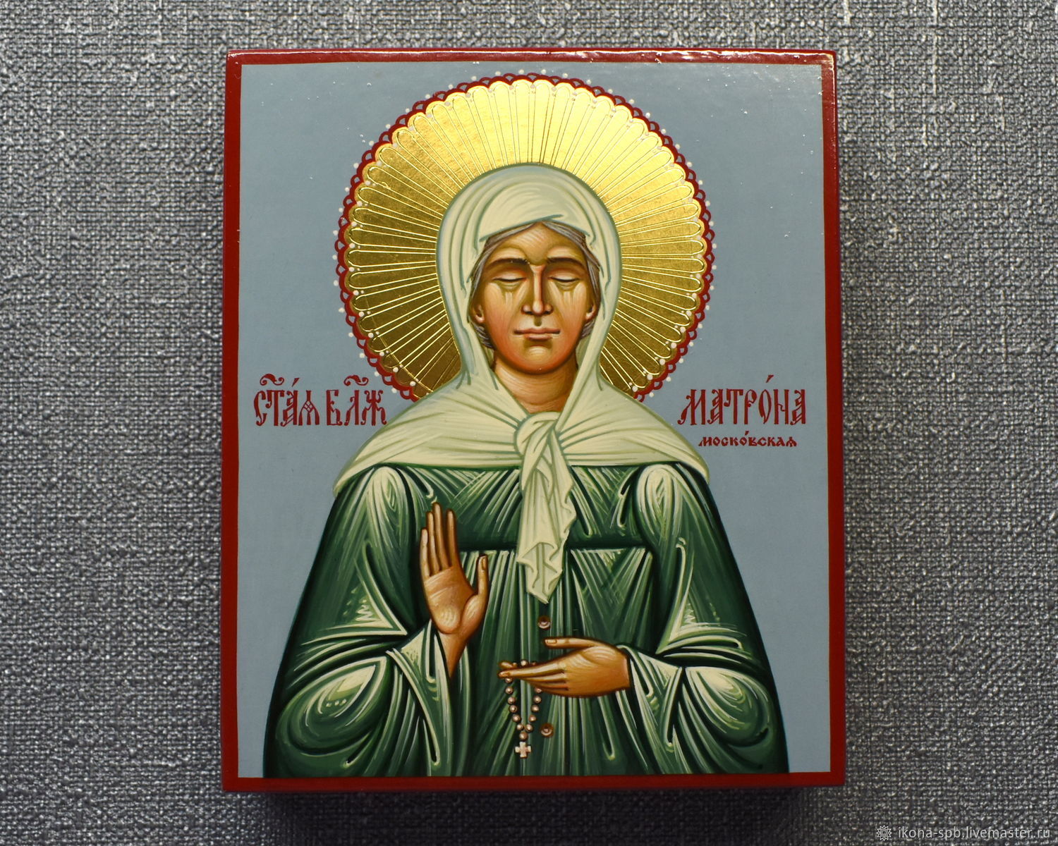МАТРОНА МОСКОВСКАЯ святая блаженная , рукописная икона золото чеканка в ...