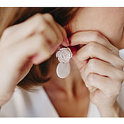 Украшения handmade. Livemaster - original item Handmade white earrings with peony and mother-of-pearl pendant. Handmade.