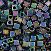 Материалы для творчества handmade. Livemaster - original item 10gr 3mm Cube 401FR Japanese Beads Miyuki Black Rainbow Beads Miyuki. Handmade.