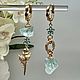 Асимметричные серьги с ракушкой. Серьги классические. Elena Moonlight Jewelry. Ярмарка Мастеров.  Фото №4