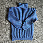 Одежда handmade. Livemaster - original item Knitted denim sweater made of acrylic (No. №349). Handmade.