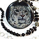  IRBIS – the snow leopard – shaped pendant with lacquer miniature painting, Pendant, Moscow,  Фото №1