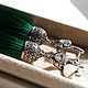 Earrings brush 'emerald fairy tale' silver, silk, Tassel earrings, St. Petersburg,  Фото №1