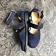 Cosmo sandals Round toe blue suede black sole. Sandals. Hitarov (Hitarov). My Livemaster. Фото №4
