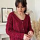 cardigans: Women's knitted cardigan made of pure cotton Bordeaux in stock, Cardigans, Yoshkar-Ola,  Фото №1