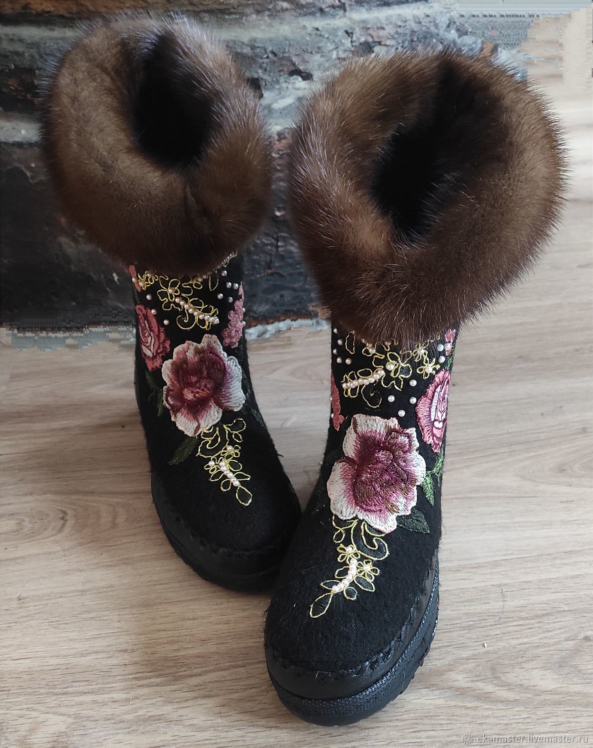 Embroidered boots 'Vintage roses', High Boots, Ekaterinburg,  Фото №1