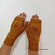  Knitted mittens A bouquet of mustard color. Mitts. Lace knitting workshop. Lidiya.. My Livemaster. Фото №6