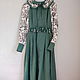 Women's green linen dress with long sleeves. Dresses. ZanKa. My Livemaster. Фото №5