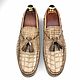 Loafers with tassels made of genuine crocodile leather, in beige color!, Loafers, St. Petersburg,  Фото №1