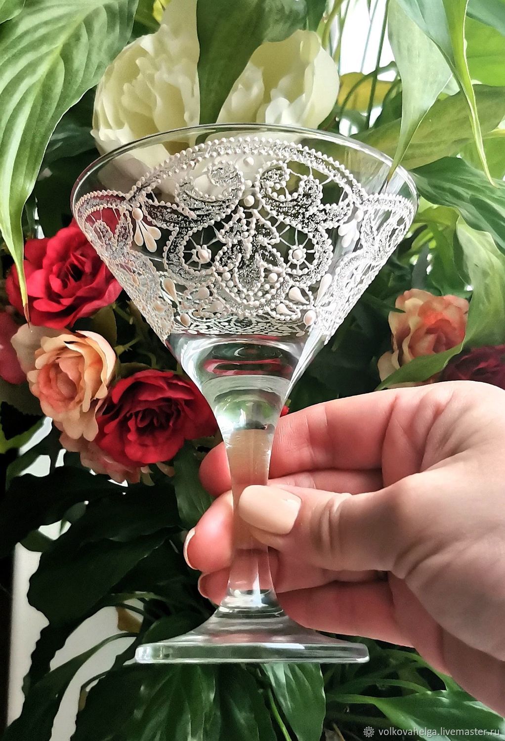 Martini glass. Hand-painted lace, Wine Glasses, St. Petersburg,  Фото №1