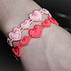 set embroidered bracelets Hearts Love white red, Bracelet set, Moscow,  Фото №1