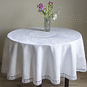 Для дома и интерьера handmade. Livemaster - original item Linen tablecloth d. 200 white rice. Renaissance. Handmade.