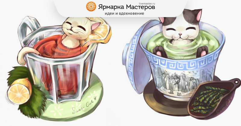 Коту можно чай. Чайные котики иллюстрации. Кот и чай арт. Чайный котик. Кот с чашкой чая иллюстрации.