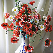 Брошь-булавка: Большие цветы розы из шёлка