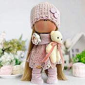 Кукла текстильная интерьерная из ткани Карманная малютка 18см тильда