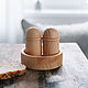 A set of salt and pepper shakers with a stand made of Siberian Cedar wood SP9, Salt and pepper shakers, Novokuznetsk,  Фото №1