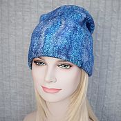 Аксессуары handmade. Livemaster - original item Women`s felted hat.Warm wool felted hat blue beanie. Handmade.