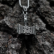 Украшения handmade. Livemaster - original item Hammer of Thor with ornament — steel pendant on a chain. Handmade.