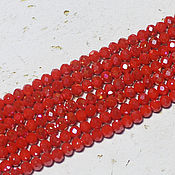 Материалы для творчества handmade. Livemaster - original item Beads 60 pcs Faceted 4/3 mm Red Rainbow. Handmade.
