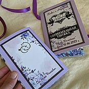 Свадебный салон handmade. Livemaster - original item Wedding card: A savings book for money for a lavender wedding. Handmade.