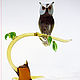 Сыч на весеннем пне. Статуэтки. Мастерская Animals in Glass. Интернет-магазин Ярмарка Мастеров.  Фото №2