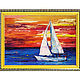 Framed painting of a Sailboat seascape in oil, Pictures, Samara,  Фото №1