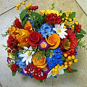 Цветы и флористика handmade. Livemaster - original item The bouquet is Bright with berries. Flowers from polymer clay.. Handmade.