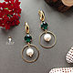 Stylish earrings with pearls emerald round geometry. Earrings. Nefrit_biju. Online shopping on My Livemaster.  Фото №2