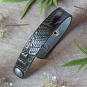 Украшения handmade. Livemaster - original item Narrow leather bracelet Emerald-black Fern. Handmade.