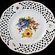 Decorative plate 'Flowers' slotted porcelain, Germany, Vintage interior, Moscow,  Фото №1