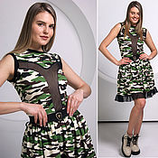 Одежда handmade. Livemaster - original item Military summer Dress, Military skirt top with Mesh Inserts. Handmade.