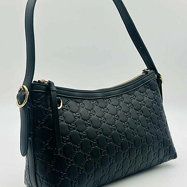 Винтаж ручной работы. Ярмарка Мастеров - ручная работа Винтаж: Сумка Gucci архивный дизайн, чёрная с тиснением Monogram. Handmade.