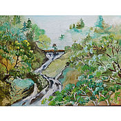 Картины и панно handmade. Livemaster - original item Painting river among the mountains 