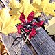 Подарок маме Объемная брошь цветок "Орхидея" Красный Бордо. Брошь-булавка. Совватейкина Елена (sovvelena). Ярмарка Мастеров.  Фото №5
