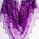 Вязаная ажурная шаль из мериносовой шерсти пурпурного цвета. Шали. Fast Melodic Shawls. Ярмарка Мастеров.  Фото №5