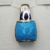 Украшения handmade. Livemaster - original item Silver pendant with natural turquoise 14h13 mm. Handmade.