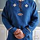 Men's blue linen shirt with embroidery ' Luck'. People\\\'s shirts. Kupava - ethno/boho. Online shopping on My Livemaster.  Фото №2