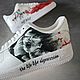Кастомные кроссовки белые Nike Air Force 1 унисекс ручная роспись. Кроссовки. O-Go-Art.Кастомизация одежды и обуви. Ярмарка Мастеров.  Фото №15