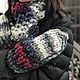 Mittens knitted, blue-red-white, Mittens, Moscow,  Фото №1
