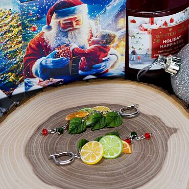 Украшения ручной работы. Ярмарка Мастеров - ручная работа Серьги «Зимние цитрусы». Handmade.