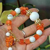 Украшения handmade. Livemaster - original item Bracelet Orange with agate and cat`s eye. Handmade.