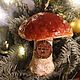 Коллекционные грибы из ваты. Елочные игрушки. Творческая студия Конфетти. Интернет-магазин Ярмарка Мастеров.  Фото №2