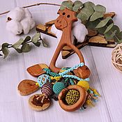 Куклы и игрушки handmade. Livemaster - original item Rattle, teething toy for baby eco-friendly juniper Jolly giraffe. Handmade.