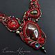Red necklace made of beads freeform. Sarinite, jasper. Necklace. Elena Crappie - Bags and jewelry. My Livemaster. Фото №5