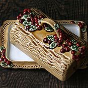 Парные керамические бокалы ручной работы "Грецкий орех-2"