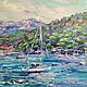 Oil painting sailing boats mountains ' Paradise place', Pictures, Murmansk,  Фото №1