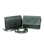 Сумки и аксессуары handmade. Livemaster - original item Crossbody bag: Women`s green leather handbag with Kim pattern. Handmade.