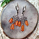Amber. Earrings 'Red droplets' amber silver, Earrings, Moscow,  Фото №1